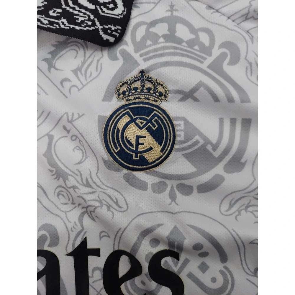 Adidas Real Madrid Emirates Polo‎ Jersey Mens Large Slim Fit White Black '23-24